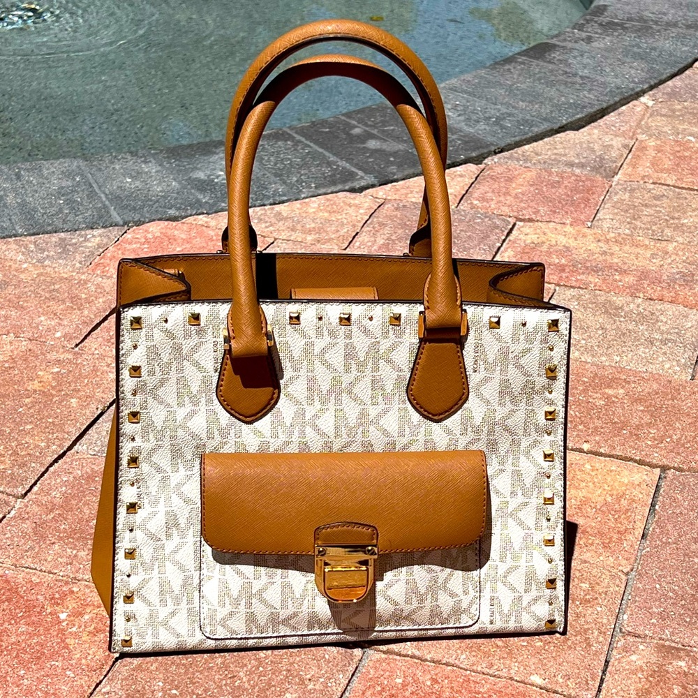 Brown and cream Michael Kors bag